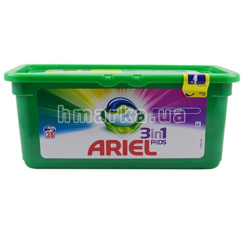 Фото Капсули для прання Ariell "Color 3 in 1" для кольорової білизни, 28 шт. № 1