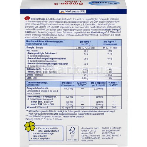 Фото Омега-3 Mivolis 1000, 60 капсул, 85 г (Німеччина) № 2