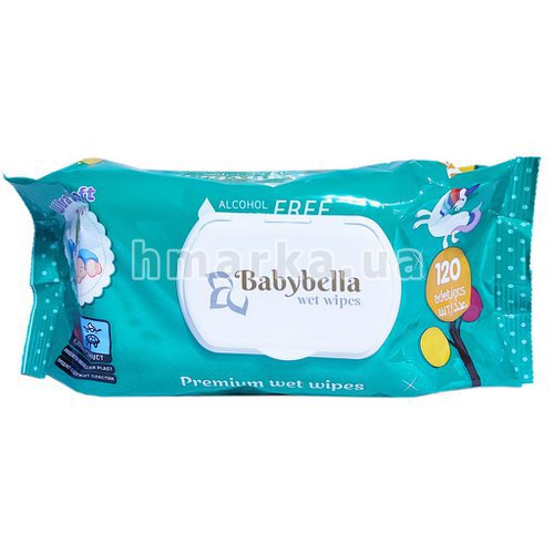 Фото Вологі серветки дитячі Babylbella "Ultra Soft" з клапаном, без алкоголю, 120 шт. № 1