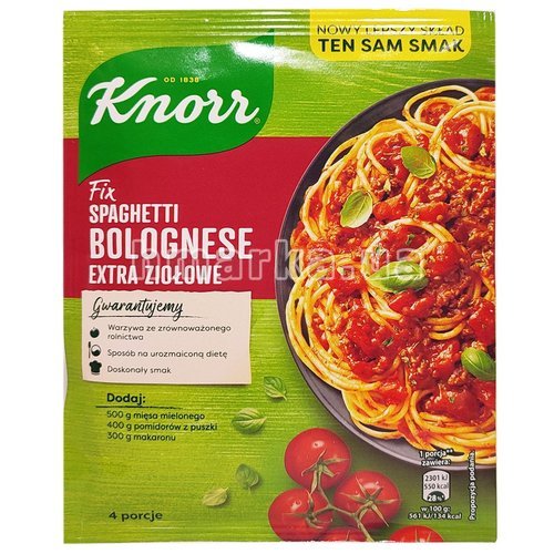 Фото Соус Knorr для приготування спагетті Болоньєзе з екстра травами, 42 г, 4 порції № 1