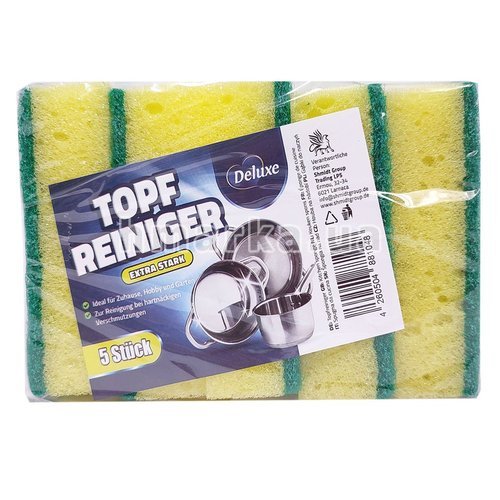 Фото Губка для миття посуду Deluxe Topf Reiniger, 5 шт № 1