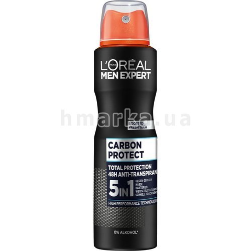 Фото Чоловічий антипреспірант-спрей L'Oreal Men Expert Carbon Protect 5 в 1, 150 мл № 1