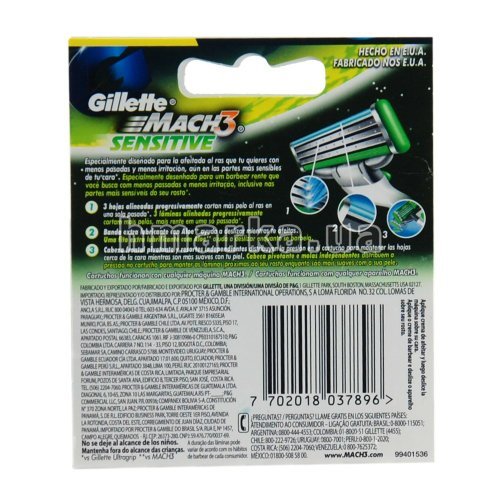 Фото Картриджі для станка Gillette Mach3 Sensitive 4шт № 2