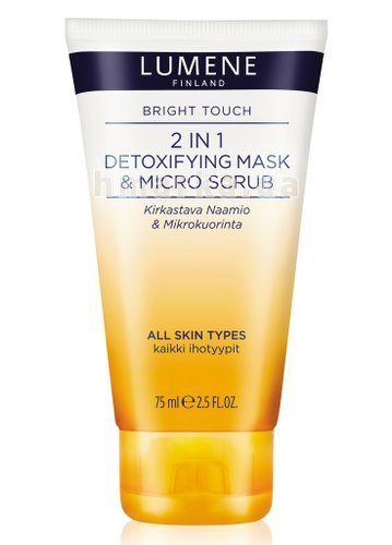 Фото Детокс-маска LUMENE BRIGHT TOUCH Mask & Scrub 2-в-1 і мікро-скраб, для всіх типів шкіри, 75 мл № 1