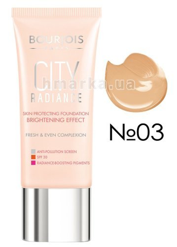 Фото CITY RADIANCE основа тональна зволоження та сяяння Bourjois, № 03 світлий беж, 30 мл № 1