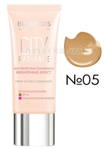 Фото CITY RADIANCE основа тональна зволоження та сяяння Bourjois, № 05 золотисто-бежевий, 30 мл № 1